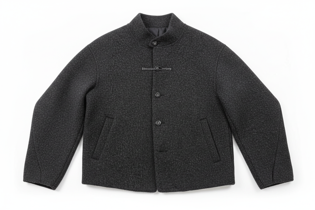 Professional e-commerce hero shot of textured knit jacket