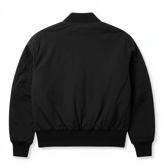 Refined Black Bomber Jacket - Back