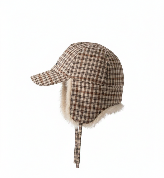 Plaid Fur Aviator Hat by CRUX