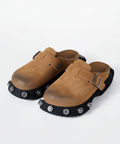 Brown Suede Punk Mule by CRUX