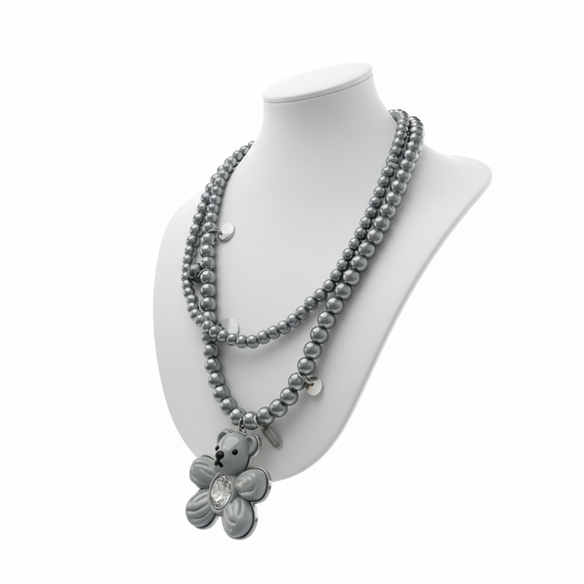 Grey Ted Bead Neckpiece by CRUX