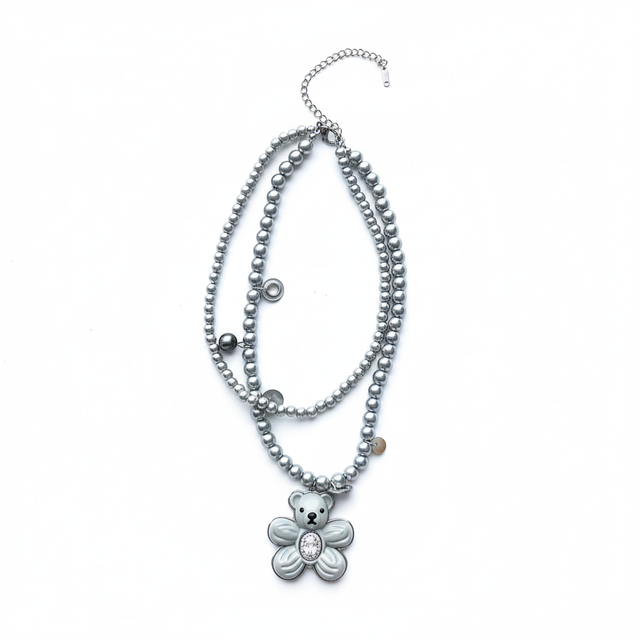 Grey Ted Bead Neckpiece by CRUX