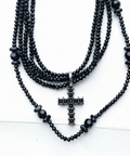 Black Beaded Cross Neckpiece by CRUX
