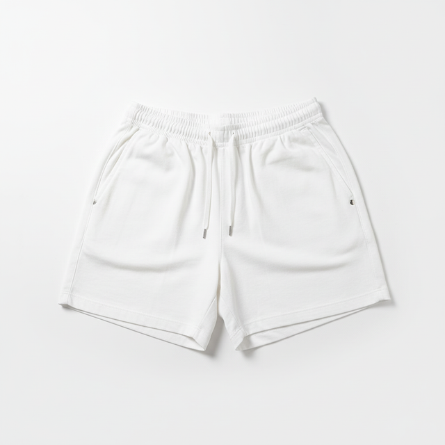 White athletic shorts professional hero shot