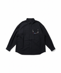 Wide cropped black shirt vertical product shot