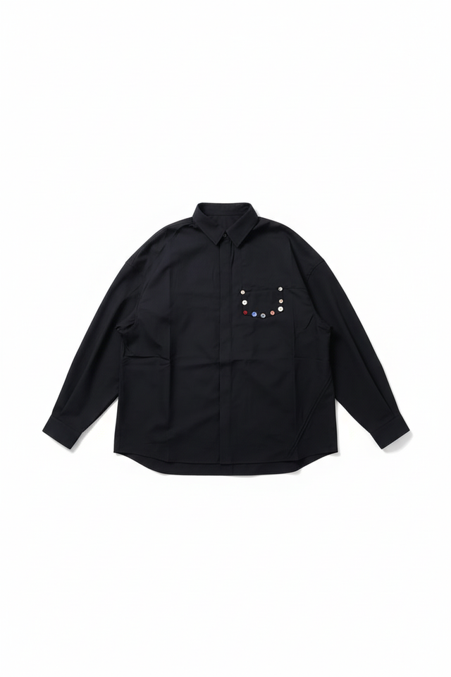 Wide cropped black shirt vertical product shot