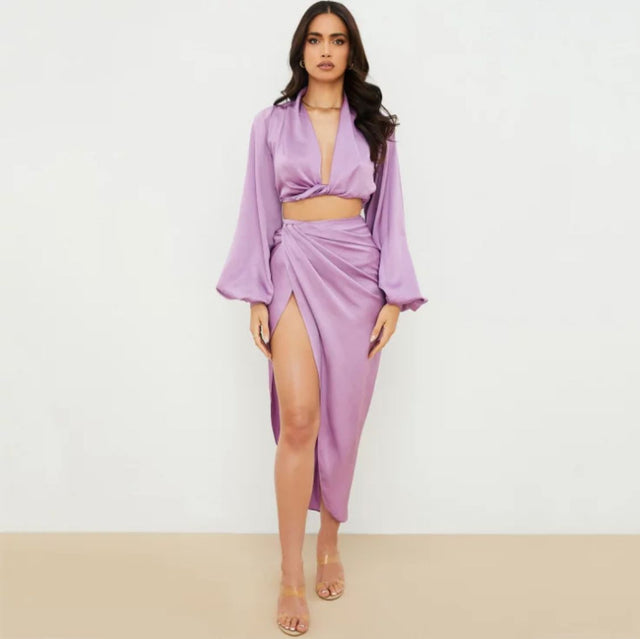 SLIT SILK 2 PIECE