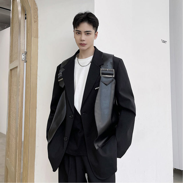 STRAP LEATHER JACKET