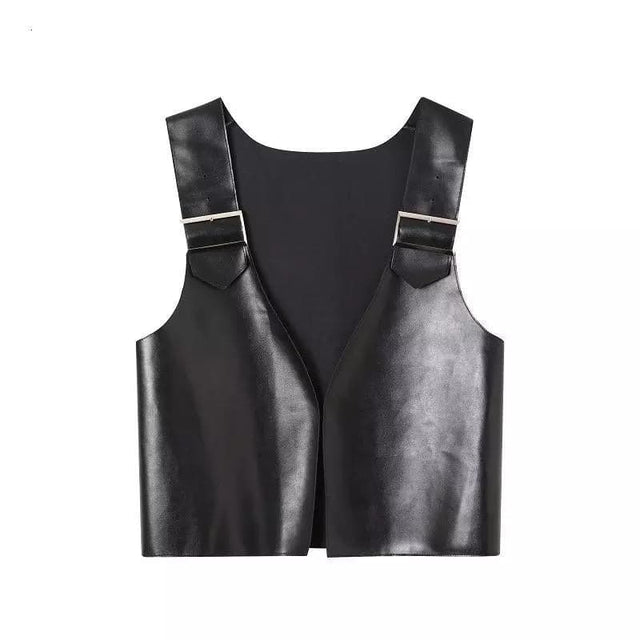 STRAP LEATHER JACKET